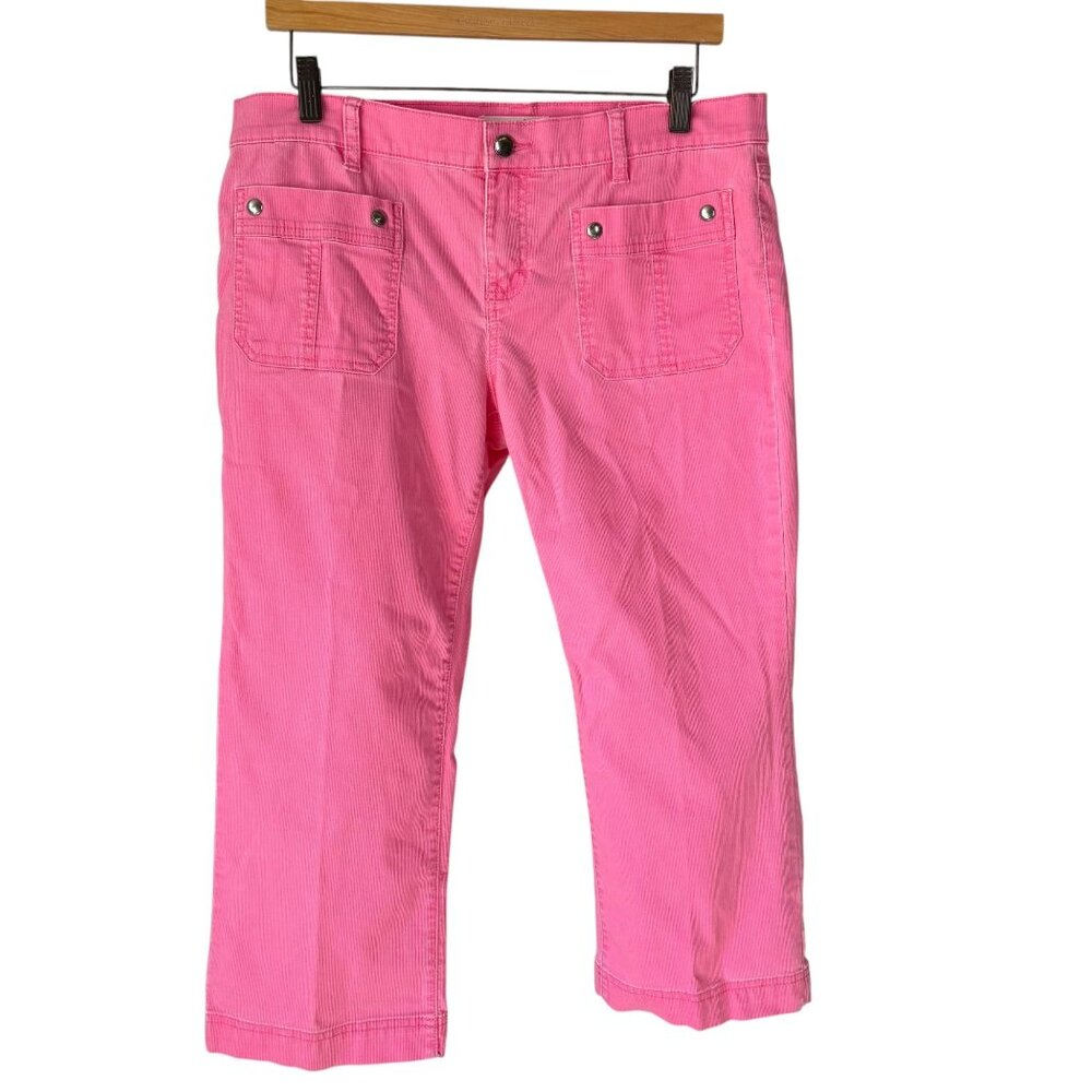 Vintage Y2K Tommy Hilfiger Pink Micro Corduroy Mid Rise Cropped Pants 13